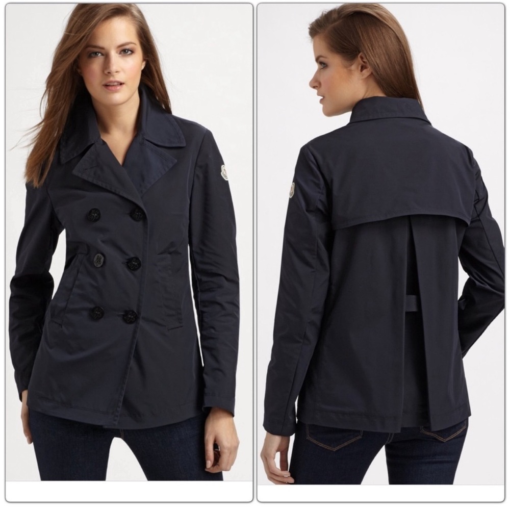Moncler Navy Double-Breasted Pea Coat